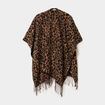 Poncho long &agrave; franges camel femme