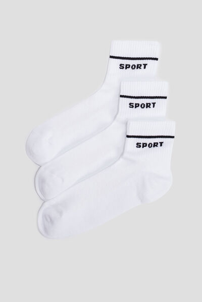 Lot 3 paires de chaussettes de sport blanc homme