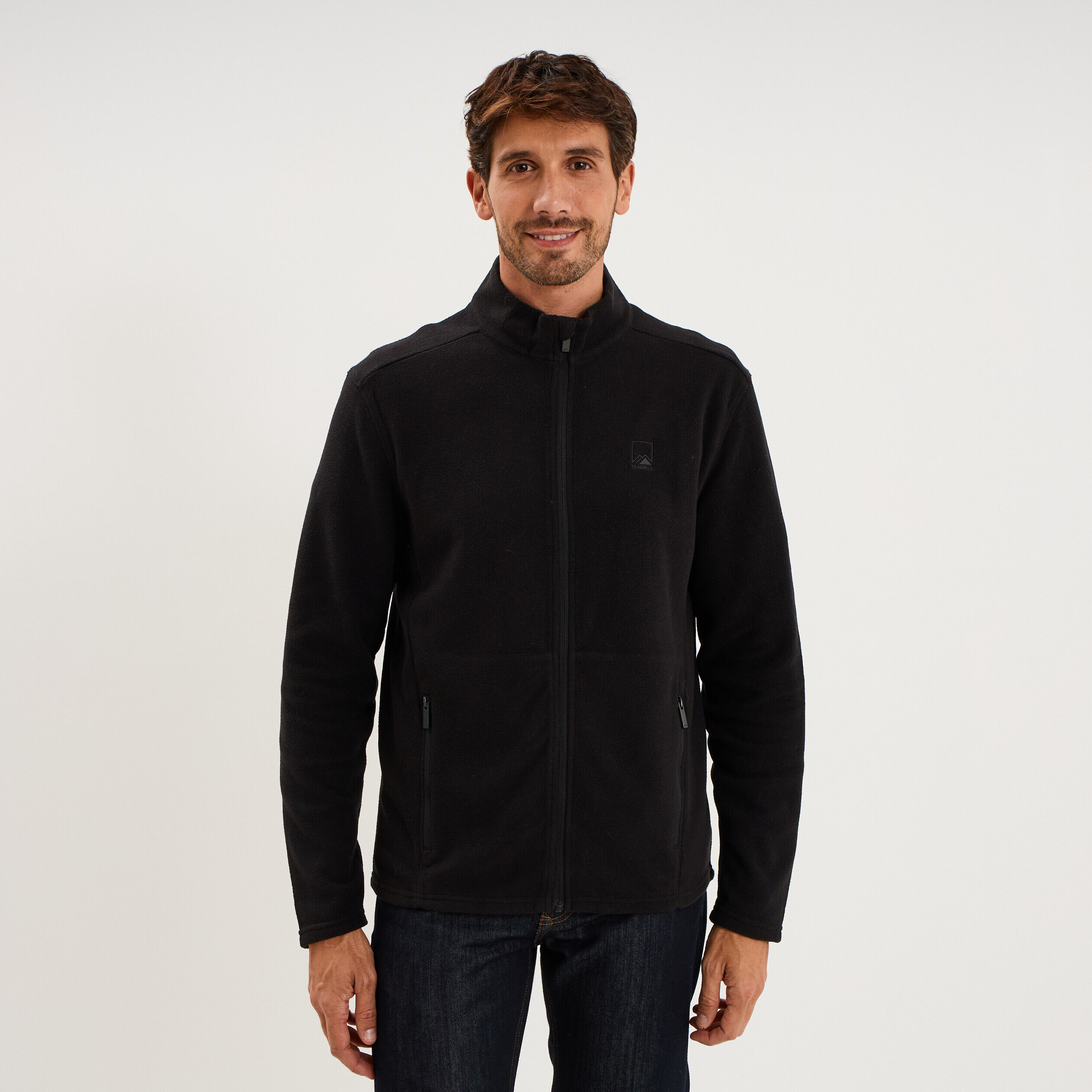 Veste polaire zippé col montant noir homme TRAPPEUR