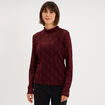 Blouse dentelle col montant violet fonc&eacute; femme