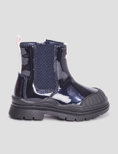 Bottines vernies crantées noir bébé fille