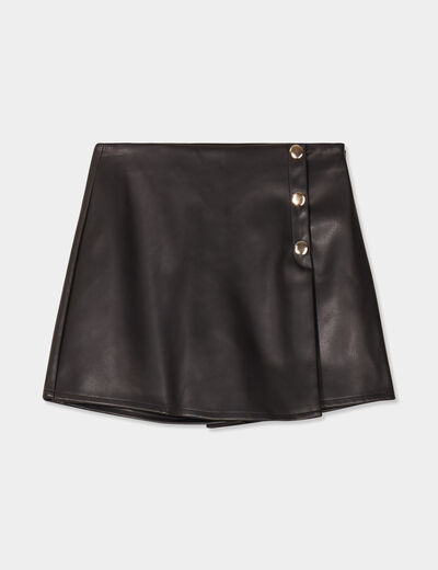 Jupe-short simili cuir noir femme