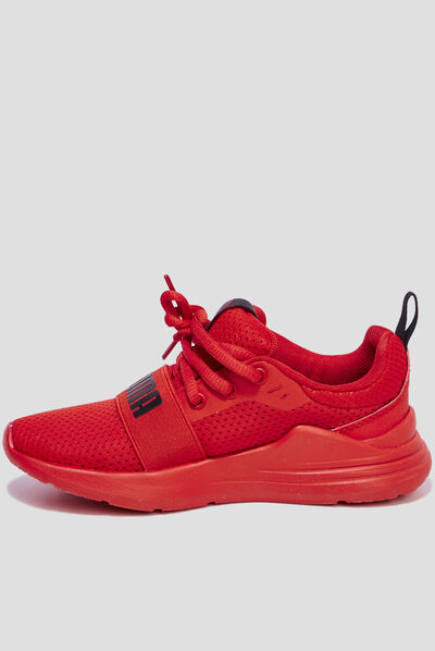 Baskets running à lacets Puma Wired Run rouge garçon
