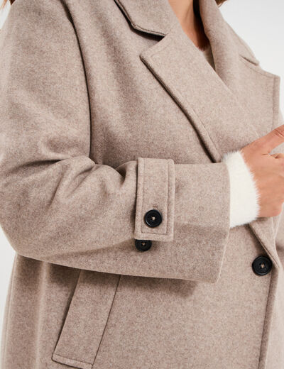 Manteau double boutonnage beige femme grande taille