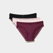 Lot 3 culottes avec dentelle prune femme