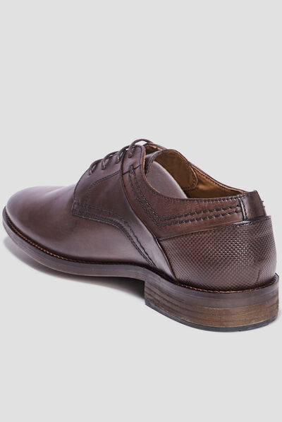 Derbies à lacets en cuir marron homme