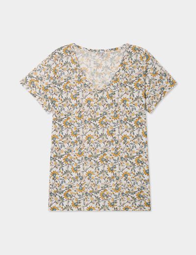T-shirt manches courtes ecru femme grande taille