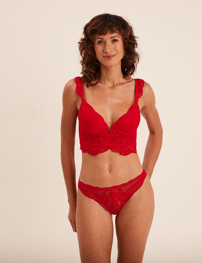 Soutien-gorge bustier paddé dentelle rouge femme