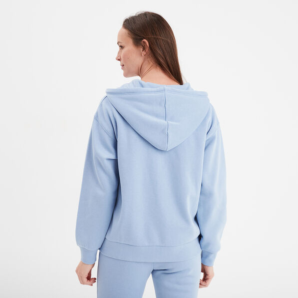 Sweat zippé à capuche bleu clair femme