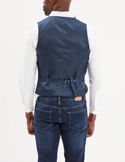 Veston droit boutonné bleu marine homme