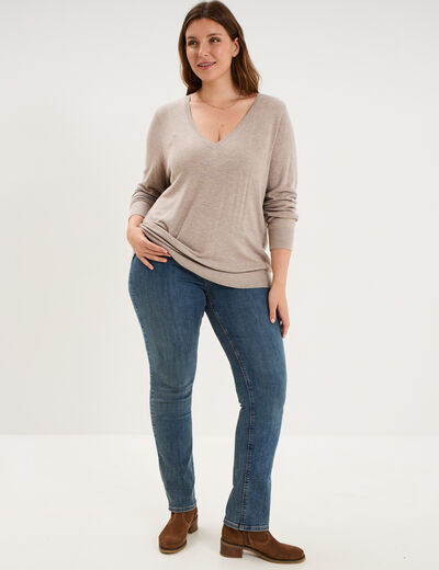 Jeans droit taille haute denim dirty femme grande taille