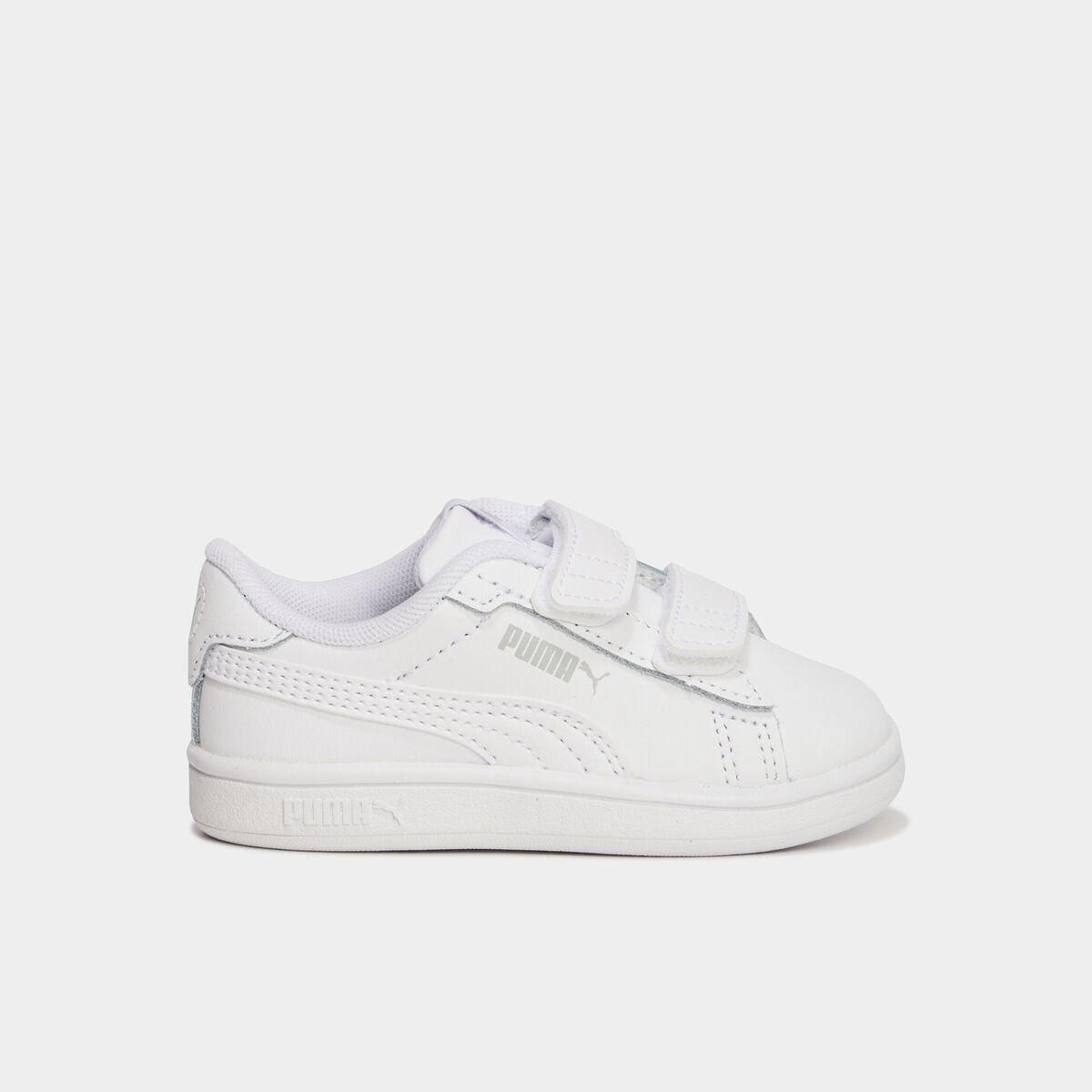 Tennis basses à scratchs en cuir Puma blanc bébé garçon
