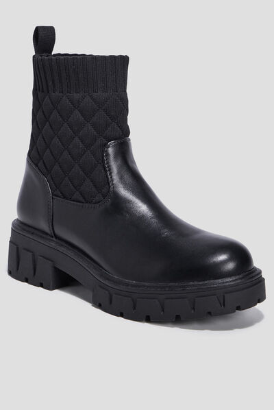Bottines matelassées noir femme