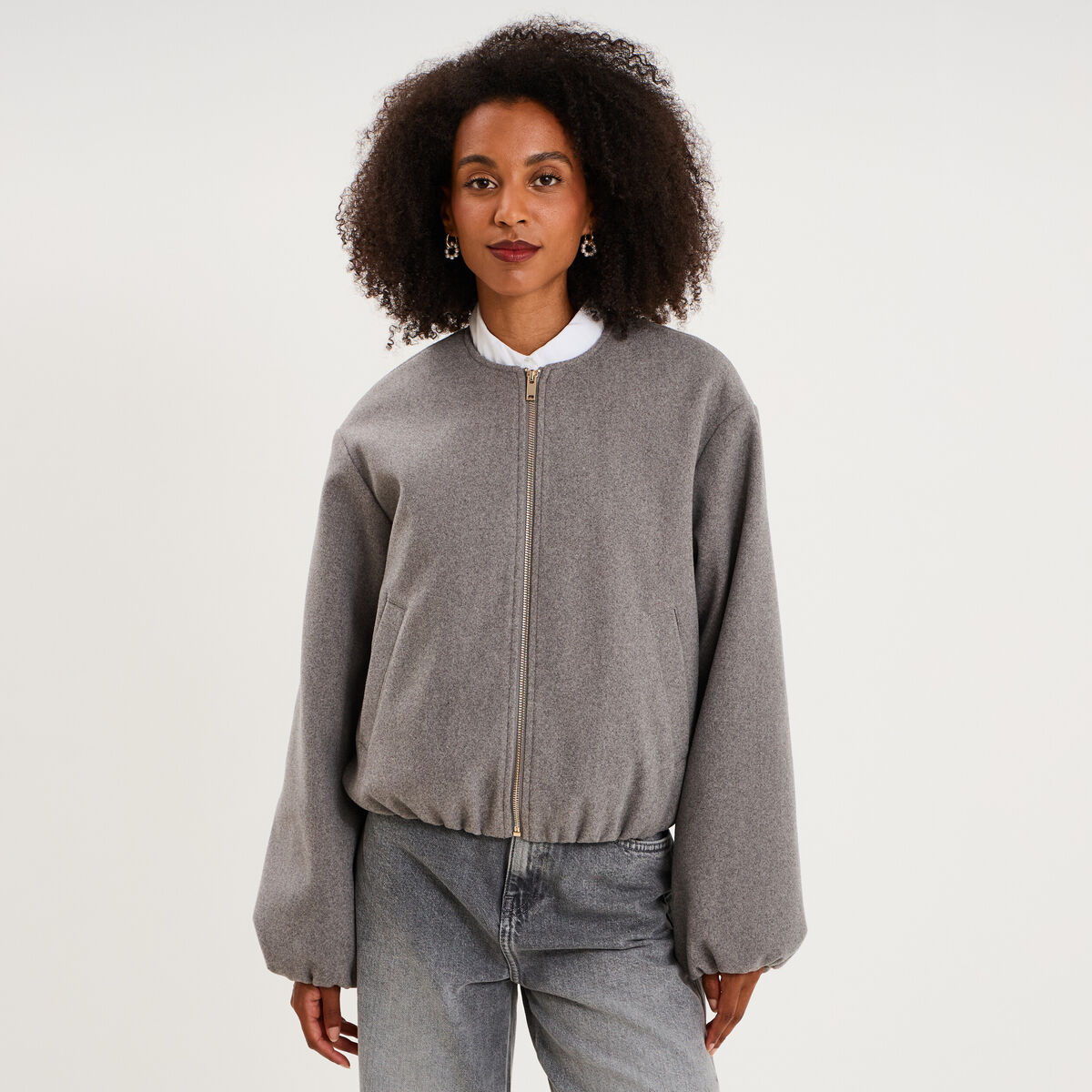 Veste boule oversize gris femme