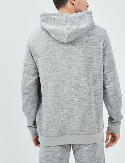 Sweat zipp&eacute; &agrave; capuche en molleton gris clair homme