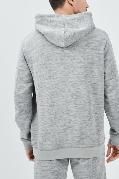 Sweat zipp&eacute; &agrave; capuche en molleton gris clair homme