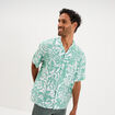 Chemise l&eacute;g&egrave;re textur&eacute;e manches courtes vert homme