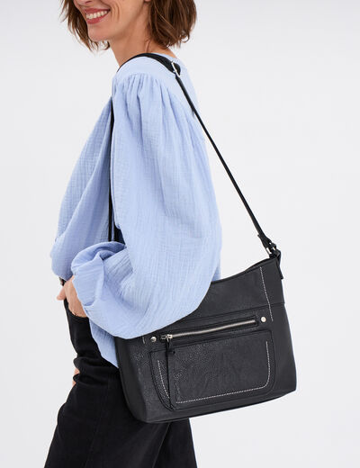 Sac en bandoulière avec pampille noir femme