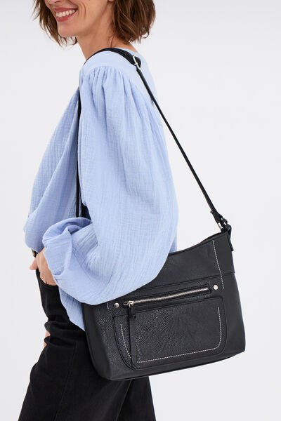 Sac en bandouli&egrave;re avec pampille noir femme
