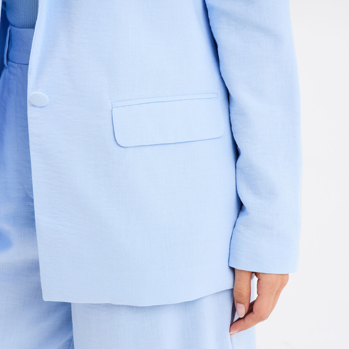 Veste blazer droite bleu ciel femme