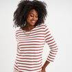 T-shirt manches 3/4 avec boutons coton ecru femme