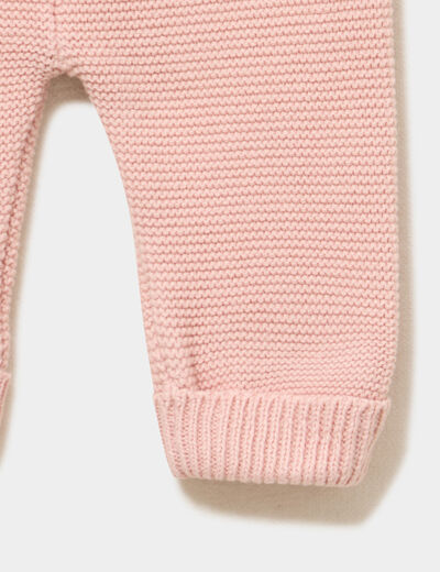 Pantalon tricot coton rose poudr&eacute;e b&eacute;b&eacute;