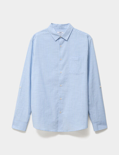 Chemise manches longues coton bleu ciel homme