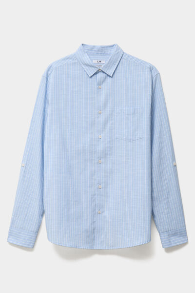 Chemise manches longues coton bleu ciel homme