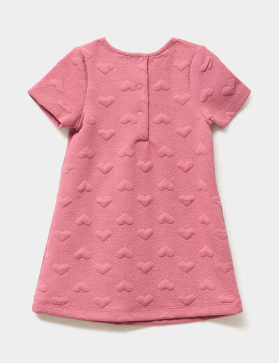 Robe effet matelass&eacute; manches courtes vieux rose b&eacute;b&eacute; fille