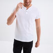 T-shirt col tunisien manches courtes blanc homme