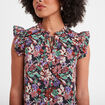 Blouse volants manches fils métallisés multicolore femme