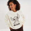 Sweat col rond manches longues Stitch ivoire femme