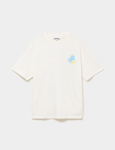 T-shirt textur&eacute; manches courtes coton blanc homme