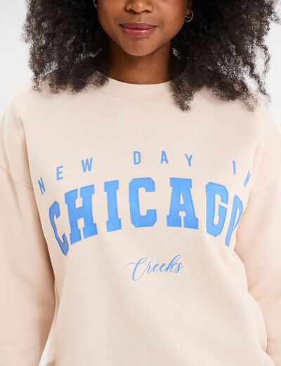 Sweat oversize manches longues sable femme