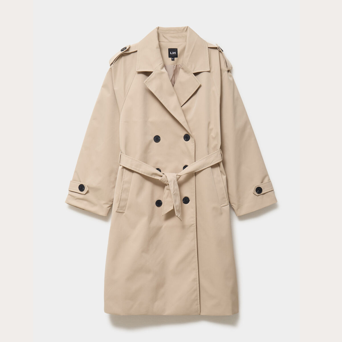 Trench long ceintur&eacute; beige femme