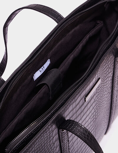 Sac cabas effet croco noir femme
