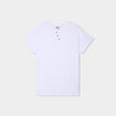 T-shirt col tunisien manches courtes blanc homme
