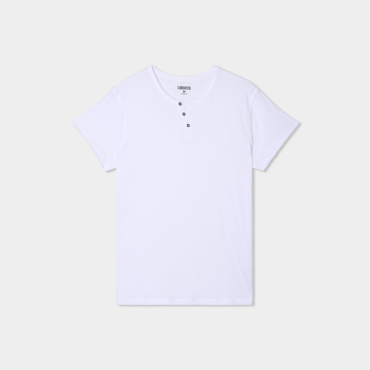 T-shirt col tunisien manches courtes blanc homme