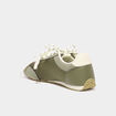 Baskets &agrave; lacets doubles semelle fine vert kaki femme