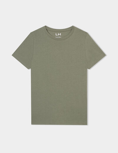T-shirt en coton manches courtes vert kaki garçon