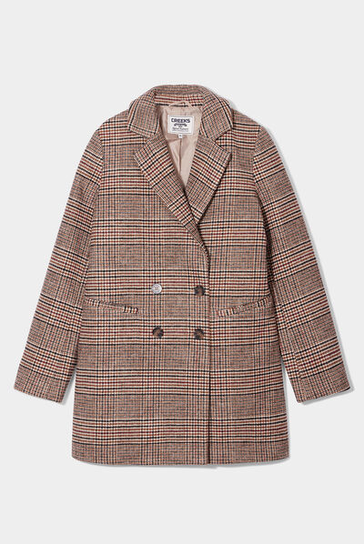 Manteau mi-long boutonnage croisé beige femme