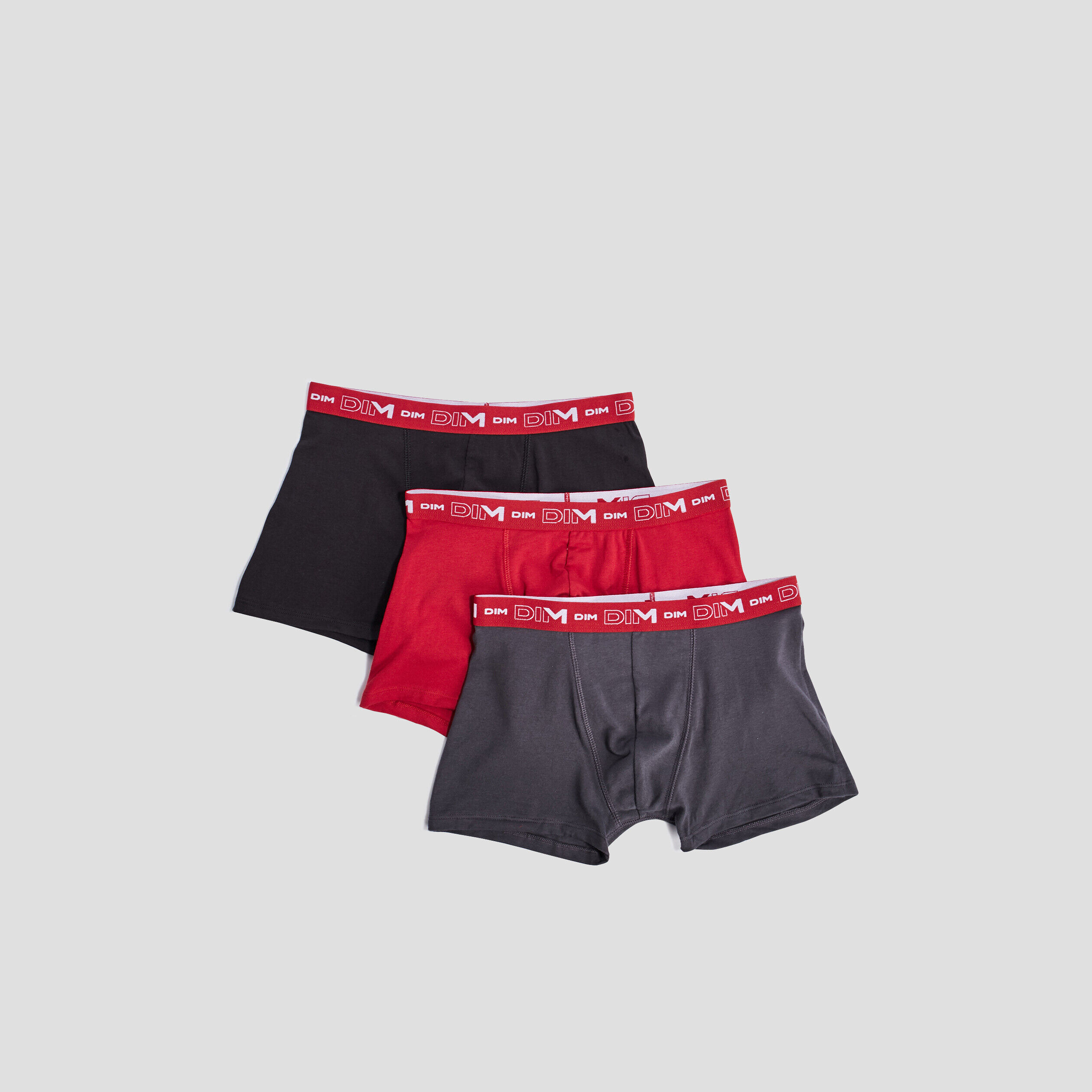 Lot 3 boxers coton stretch DIM rouge homme DIM