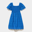 Robe c&eacute;r&eacute;monie broderie anglaise smock&eacute; bleu roi fille