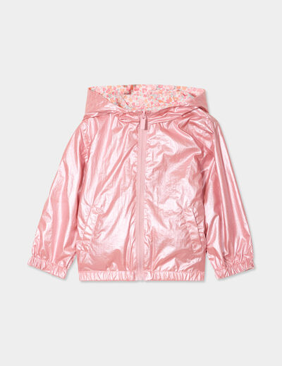 Blouson réversible imperméable à capuche ecru bébé fille