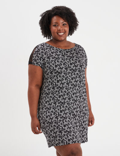 Chemise de nuit manches courtes noir femme grande taille