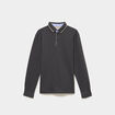 Polo piqu&eacute; droit manches longues coton gris homme