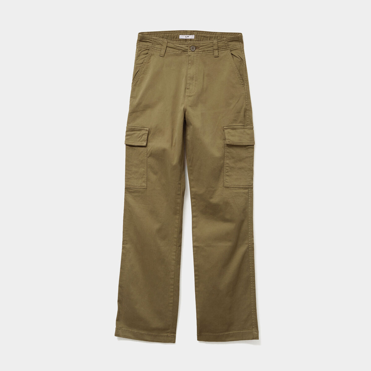 Pantalon cargo droit vert kaki femme