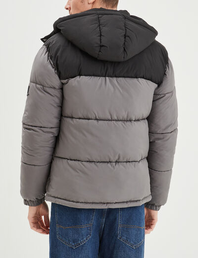 Doudoune déperlante à capuche amovible gris homme