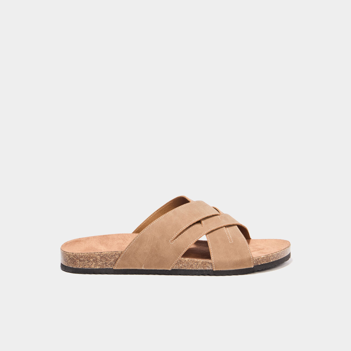 Mules brides crois&eacute;es sable homme