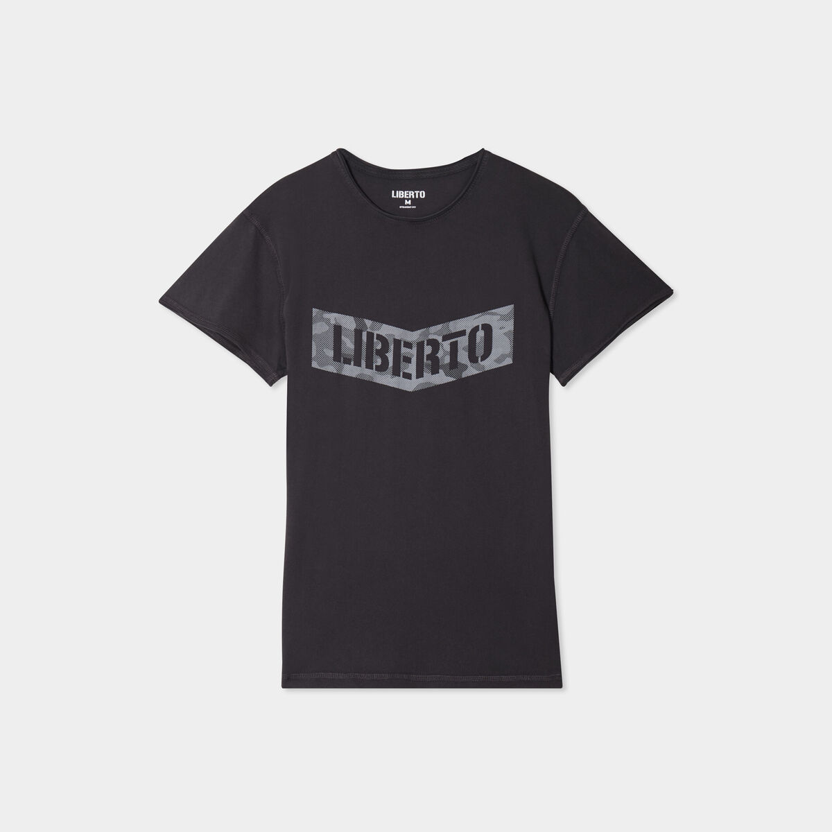 T-shirt manches courtes coton d&eacute;lav&eacute; gris fonc&eacute; homme